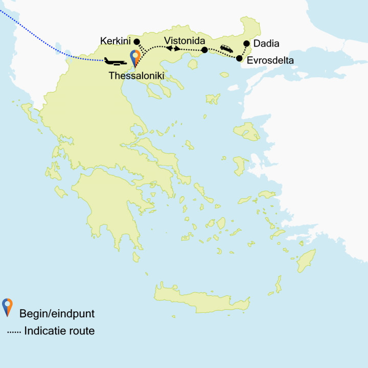 Kaart Griekenland vogelreis winter