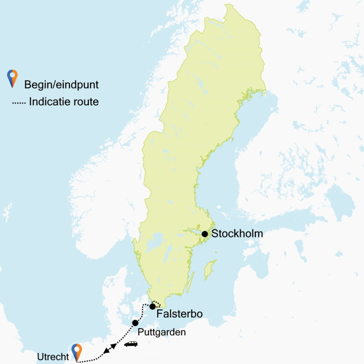 Kaart Zweden vogelreis Falsterbo